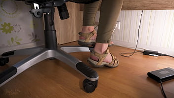 Preview 2 of Lela Star Panty - Love Her Feet In Worn Sandals Under Table