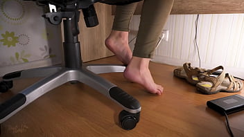 Preview 3 of Lela Star Panty - Love Her Feet In Worn Sandals Under Table