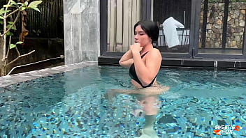 Preview 1 of Sunny Leone Nude2018 - Amazing Minx in a Swimsuit Sucks in the Pool,  Lustfully Fucks and Licks All the Cum