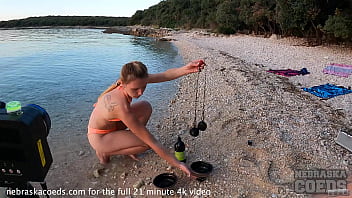 Preview 1 of 3d Dogs Funking Girls - nude fire dancing on the beach at sunset