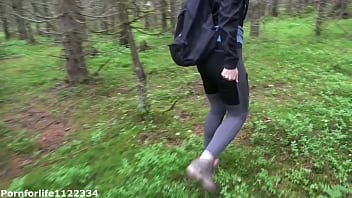 Preview 1 of Forced Hogtied Brutal Rape Teen - Hiking adventures fucking bubble butt hiker next to the tree with cumhot on her ass