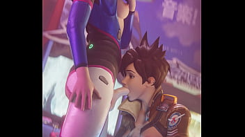 Preview 2 of Euorotic Tv Ava Strip Shows - Overwatch Futa Dva Getting Head From Tracer