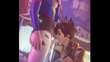 Preview 3 of Euorotic Tv Ava Strip Shows - Overwatch Futa Dva Getting Head From Tracer