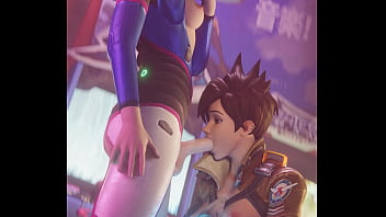 Preview 4 of Euorotic Tv Ava Strip Shows - Overwatch Futa Dva Getting Head From Tracer