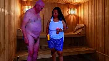Preview 1 of Pov Dp Tranny Fuck Girl - PREVIEW OF FUCKING HOT SAUNA WITH AGARABAS AND OLPR