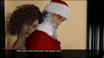 Preview 4 of How To Please A Cock - Big Citys Pleasures Xmas [ Christmas Hentai Game PornPlay ] Ep.1 Santa threesome with a redhead and a hot ebony girl