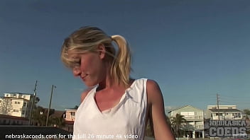 Preview 1 of Classic Sex Movei - pretty florida teen with tiny tits loves to pose naked outdoors,  especially at the beach