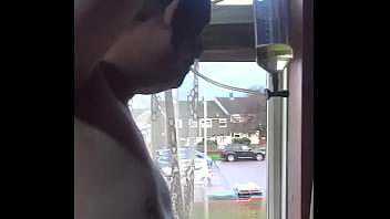 Preview 4 of Desi Xxx Pota - bisexual pee lover stands at the window naked taking a pee and swallowing it while people go by outside