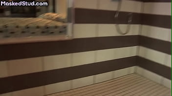 Preview 3 of V Beautiful G - Tattooed masked stud jerks cock and cums hard in the bathroom
