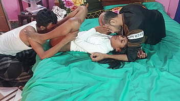 Preview 1 of Bro Siter - Threesome Fuck Adventure with Cuties A girl Two guys best porn   ... Hanif and Popy khatun and Manik Mia