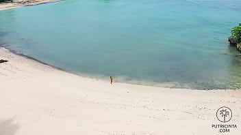 Preview 1 of Jungle Fever African Tribes - Putri Cinta stripping on a beautiful tropical beach