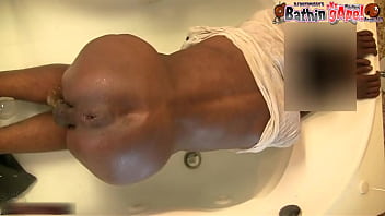 Preview 4 of Visay Fac - Black Twink Gets His Butt Wet With A Big Buttplug Gaping Asshole in the Bath Tub | Angle 2of2 | Dj Buttpussy