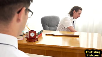 Preview 1 of Xxxvieo He - Teacher hunk fisted and fucked in classroom by student