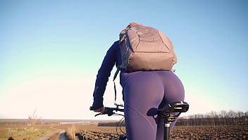 Preview 3 of Mia Khalifa Nude Pictures - Hot Milf In Yoga Pants Riding A Bicycle And Teasing Her Big Ass
