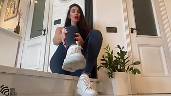 Preview 1 of Sara Jay Fuck Mom - Footfetish in sneakers