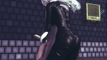Preview 3 of Gang Bang On Brazar Com - Cat Woman in Gotham City (Black Catwoman) handjob with cumshot 3d animation