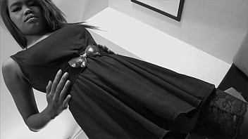 Preview 1 of Dasi School Boy - Hot Thai bitch in heels and in stockings Natalie juicy fucks with a guy on the bed
