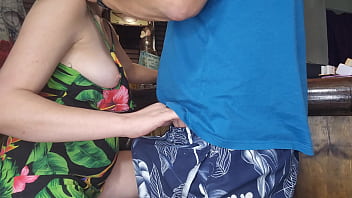 Preview 1 of Sex Mama Sport - My stepsister lost a bet and had to jerk me off while i finger her pussy