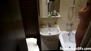 Preview 2 of Bbw Shemale - Crushing on my girlfriend&#039_s big titties and shaved pussy while she washes up in the bathtub