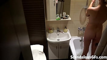 Preview 3 of Bbw Shemale - Crushing on my girlfriend&#039_s big titties and shaved pussy while she washes up in the bathtub