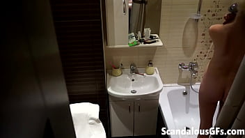 Preview 1 of Bbw Shemale - Crushing on my girlfriend&#039_s big titties and shaved pussy while she washes up in the bathtub