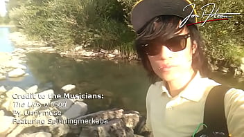 Preview 1 of Veri Sxes - Jon Arteen is this slim Asian twink boy dancing a musical strip-tease on the river smiling showing his full pubes doing outdoor gay porn with a sneaker and underwear fetish