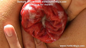 Preview 4 of Fist Time Fuking Grils - Hotkinkyjo in hot white dress fisting her ass &amp_ anal prolapse in the desert valley