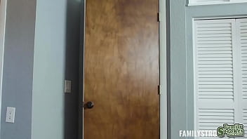 Preview 2 of Asian Foot Whore - Penelope Woods sneakily rides Brick Danger&#039_s huge morning boner