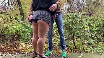 Preview 1 of Cum Shot In Train - Fat MILF in short teen skirt holding my dick while I pee