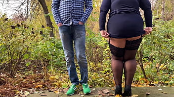Preview 2 of Flash Dick And Sex In Bus - Favorite mother-in-law pisses like a mare next to her stepson