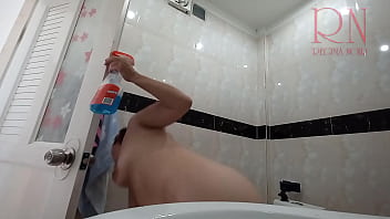 Preview 2 of Women Fucking With Animal Xxx - The naked maid cleans the toilet and shower. Maid without panties.3