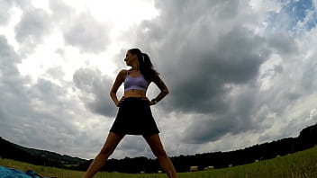 Preview 1 of Malaysia Tamil Sister N Bro Porn - No Panties Yoga Outdoor Girls in Shortest Miniskirt Skirts