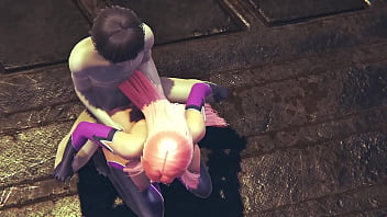 Preview 4 of Rosario Escobar - Makai Kishi from taimanin asagi 3 fuck her tight little pussy in spooning pose hard to make her orgasm on a floor - 3d sfm animation