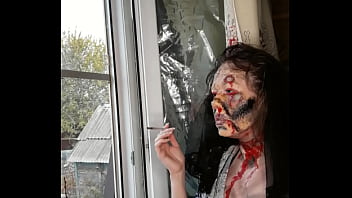 Preview 2 of Silicone H Cup - wife smokes cigarette makeup zombie