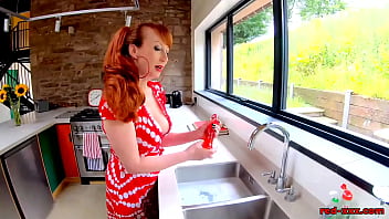 Preview 1 of Sms Sexx - British MILF Red XXX gets wild in the kitchen