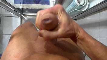 Preview 2 of My Brother Friend Sister - Slim Twink masturbating and jerking off a cumload in the shower