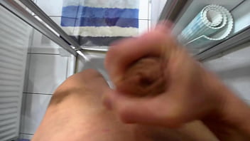 Preview 1 of My Brother Friend Sister - Slim Twink masturbating and jerking off a cumload in the shower