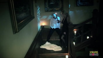 Preview 1 of Torture Nina Kayy - A pale vampire pounds the blonde milf with big tits on the staircase before giving her a facial