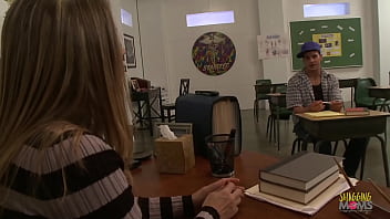 Preview 1 of Branda Live - His fantasy to give his blonde milf teacher with big tits a pussy cumshot becomes reality