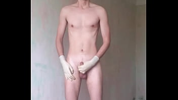 Preview 4 of Nity Dresh Mai Sex - Man wanks in medical gloves and cum