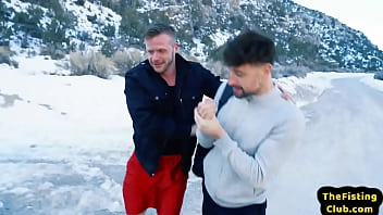 Preview 1 of Gainan Matchal - Cocksucking stud jerking while fisted in the car duo