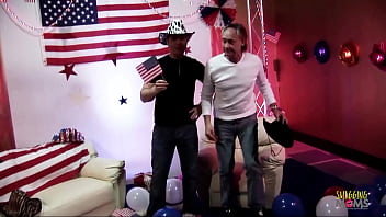 Preview 1 of Berazzers Lemonade - Two busty milf brunettes dressed up as cowgirls ride two hard dicks until they cum on them