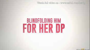 Preview 4 of Aerobics Fm Teens - Blindfolding Him for Her DP - Armani Black / Brazzers  / stream full from www.zzfull.com/herdp
