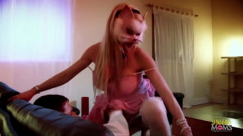Preview 2 of German Riccarda Sohr - Penetrating the cosplay blonde milf with his big cock as her fake boobs bounce ends with a facial