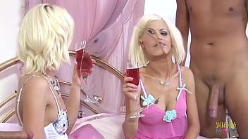 Preview 1 of Live Sex 18 - The blonde milfs get interrupted by two throbbing cocks that are desperate for a foursome and double penetration