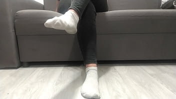 Preview 2 of Mai Fukuyama - Monika Nylon shows her legs in white socks after a whole day of wearing