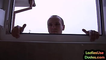 Preview 1 of Kelly Khumalo - Bigboobs MILFS fingering and jerking male ass in the toilet