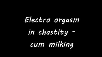 Preview 1 of Collage Sex Group - Electro orgasm in chastity - cum milking