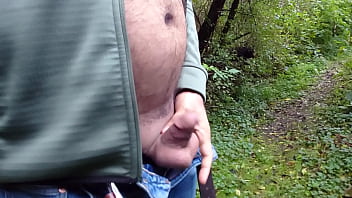 Preview 2 of Sunny Leone Xxx Big Cock - Chubbear Cumshot outdoor Playing MeshellMe