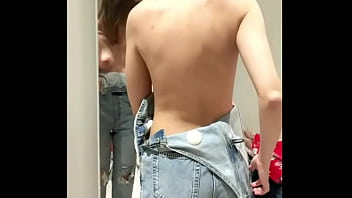 Preview 4 of Hoot Vibo - My lover filmed me with a smartphone in the fitting room when I undressed.